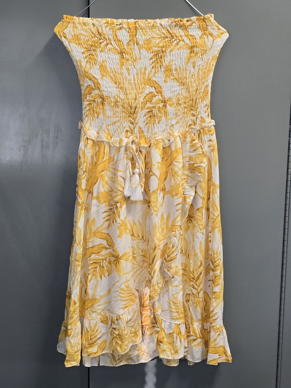 blue island Yellow Floral Smocked Midi Dress
